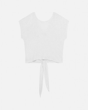 Repetto Kurzes sleeves top to tie T-Shirts Damen Weiß | 30695-KEAD