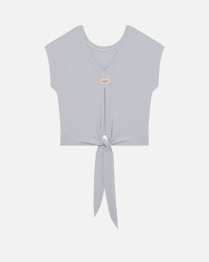 Repetto Kurzes sleeves top to tie T-Shirts Damen Grau | 84592-FIBW
